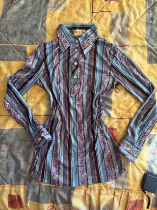 Camisa Vintage Y2K Manga Larga Estampada 2000s