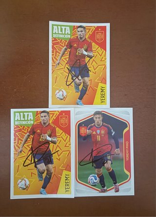 3 Cromos de Yeremy Pino Autografiados