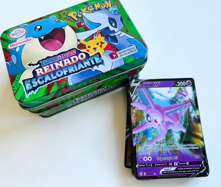 Lote 44 Cartas Pokémon V y Lata Metálica