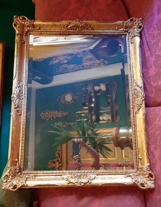 Espejo Antiguo de Madera con Pan de Oro