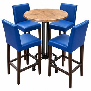 Mesa Alta con 4 Taburetes Azules