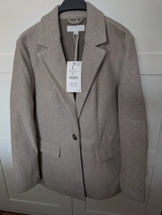 Blazer Oversize de Paño Zara Beige