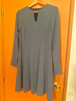 Vestido Estampado Azul y Blanco