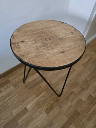Mesa Auxiliar Redonda Madera y Metal