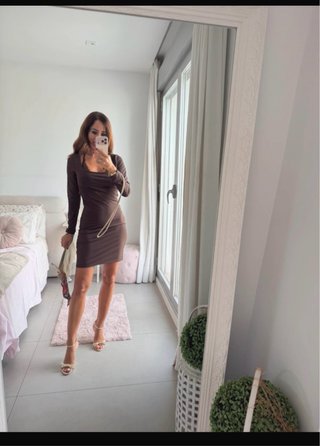 Vestido Marrón Manga Larga
