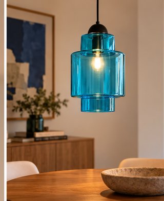 Lámpara Colgante de Cristal Turquesa
