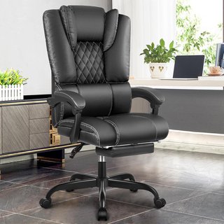 Guessky Silla Oficina Piel Negra c/Reposapies Nueva