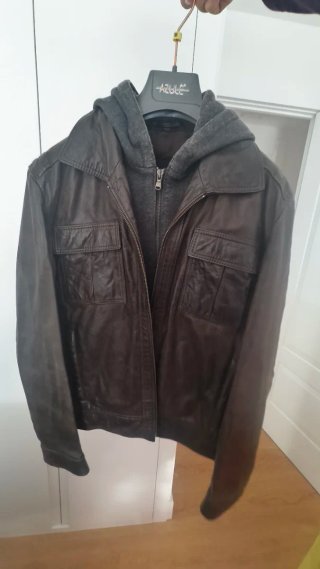 Cazadora de cuero Zara con chaleco XL
