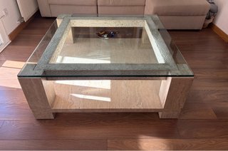 Mesa de Centro de Mármol y Cristal