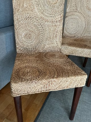 Set de 4 sillas de madera y mimbre