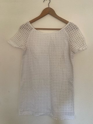 Vestido Blanco Calado Bordado Inglés