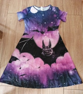 Vestido Halloween Estampado Murciélagos
