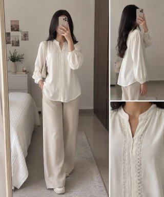 Blusa elegante color blanco roto