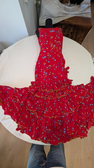 600 Vestido de Sevillana Rojo con Estampado