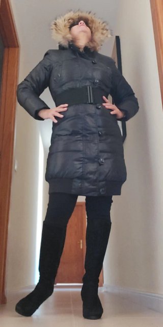 Abrigo de plumas impermeable negro talla S