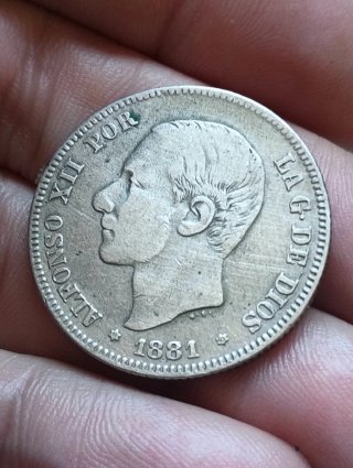 Moneda de Plata 2 Pesetas 1881 Alfonso XII