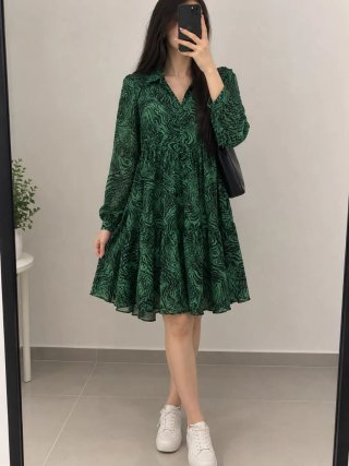 Vestido Verde Estampado Stradivarius