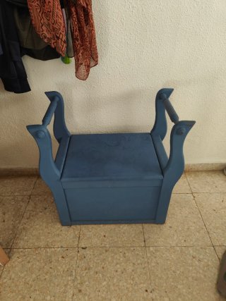 Banqueta Baúl de Madera Azul