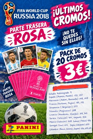 Pack 20 Cromos Mundial Rusia 2018 Panini