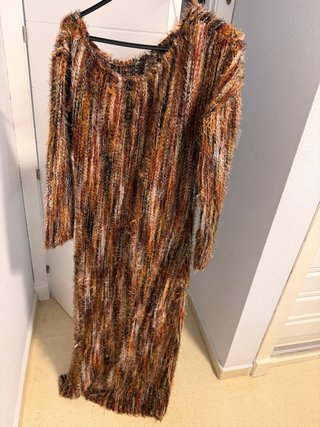 Vestido Largo de Punto Peludo Multicolor