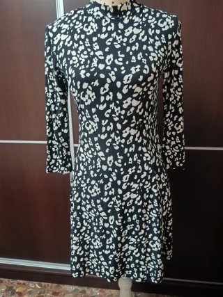 Vestido Animal Print Blanco y Negro Talla L