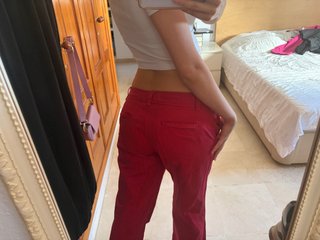 Pantalones Rojos Tiro Bajo Vintage