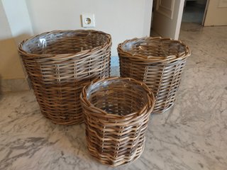 Set de 3 Macetas de Mimbre