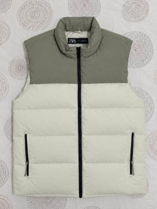 Chaleco Acolchado Zara Blanco y Beige