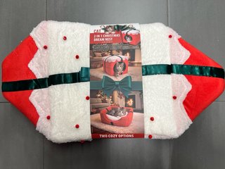 Cama para Mascotas Navideña 2 en 1