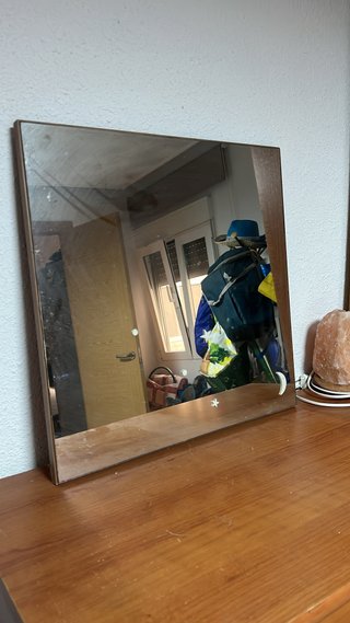 Espejo cuadrado de madera 50cm