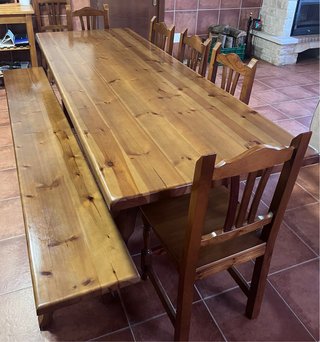 Mesa Txoko, con Banco y 6 Sillas
