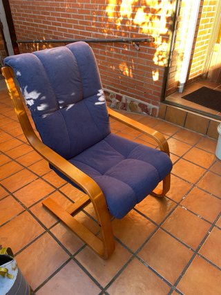 Sillón Hamaca de Haya y Tela Azul