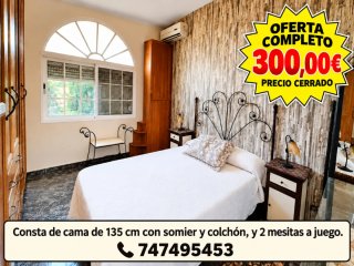 Cama de 135 cm y 2 Mesitas a Juego