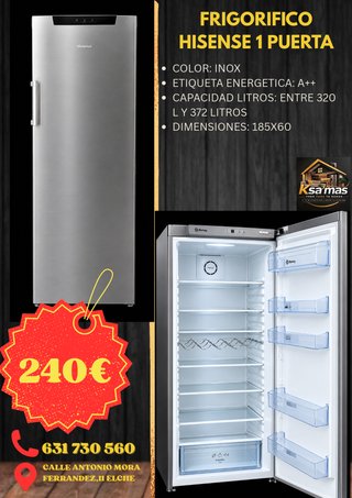 Frigorífico Hisense 1 Puerta Inox