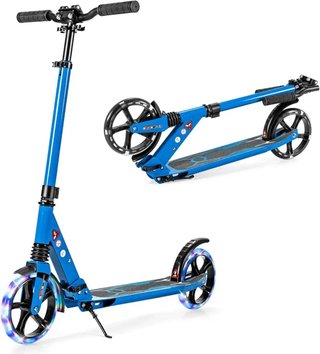 GYMAX Patinete con Luces LED, Monopatín Plegable