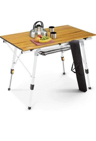 Arebos Mesa de Camping Plegable  Altura Regulable