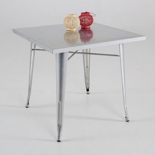 Mesa de Cocina Industrial Metal Plata 80x80 cm