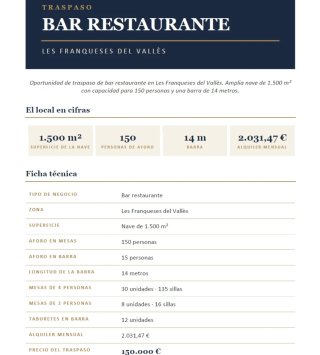 Traspaso de Bar-Restaurante