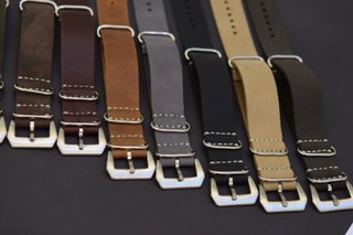 Correa de reloj NATO Cuero Beige/Marrón para Reloj