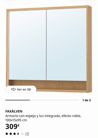 Armario de baño Ikea Faxälven con espejo y luz LED