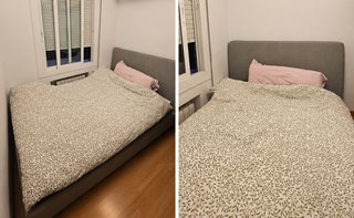 Cama de Matrimonio Tapizada Gris 140x200 + Colchón