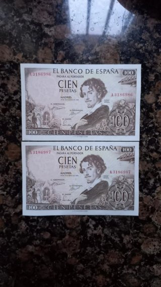 Pareja correlativa Billetes de 100 Pesetas (1965)