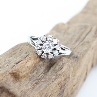 Anillo Vintage Roseta de Diamantes Oro Blanco