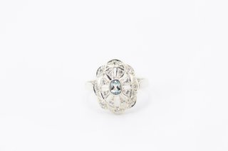 Anillo de plata 925 con piedra azul. Ref:044-01-01588