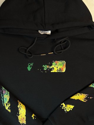 Felpa con cappuccio Off-White nera, uomo taglia L