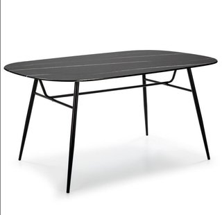 Mesa de Comedor de Cristal Efecto Mármol Negro