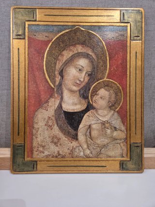 Cuadro de Madera La Virgen con el Niño.