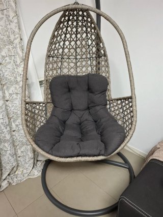 Silla Colgante de Ratán Gris