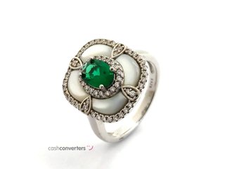 sortija plata 925mm con piedra con nacar,circonita