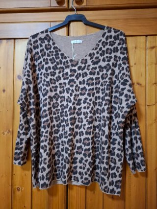 Suéter de Lana Fina Estampado Animal Print
